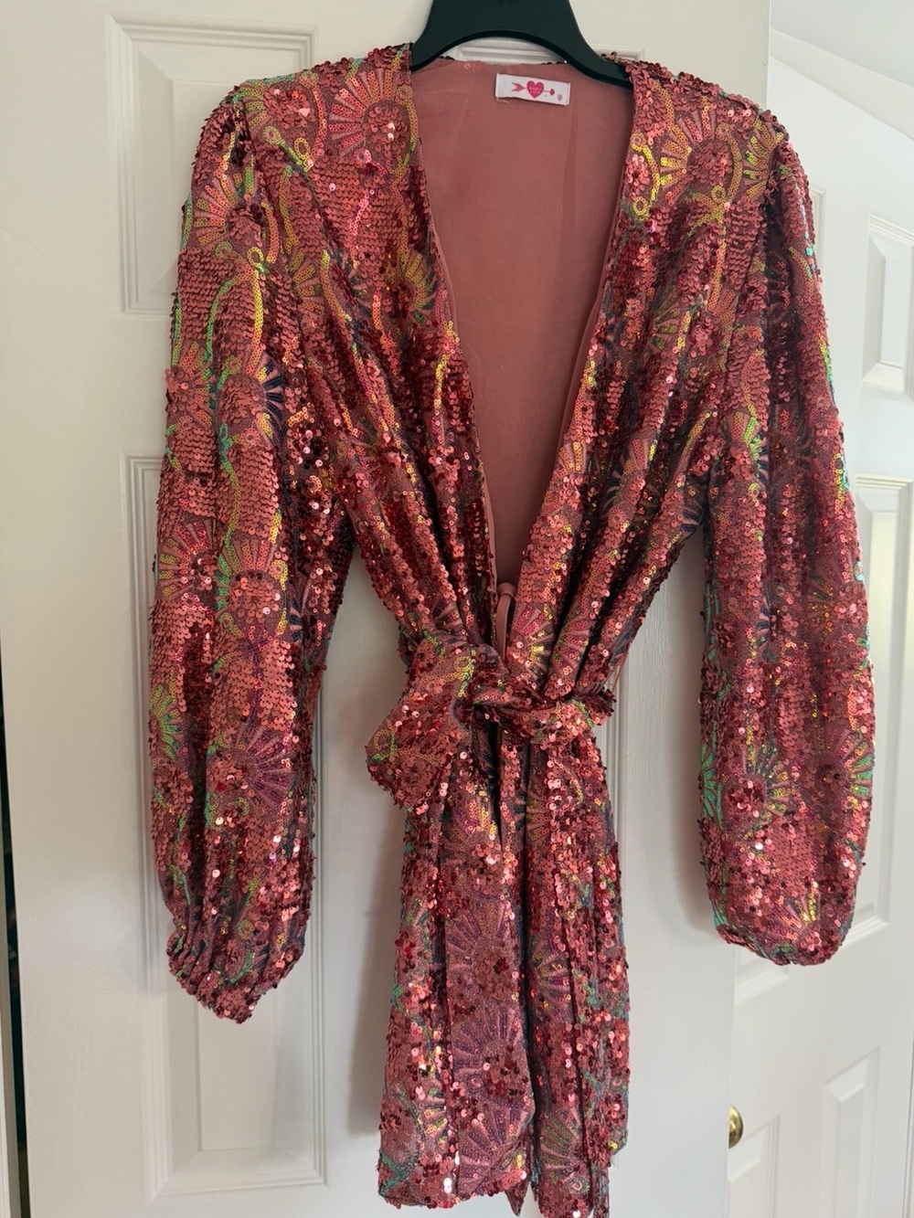 ✨💖 Stunning Pink Sequin Wrap Mini Dress – Statement Party Dress – NWOT 💖✨